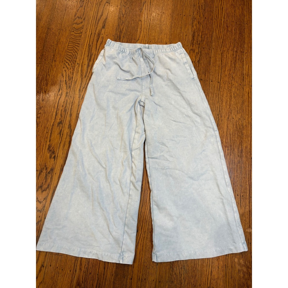 American Eagle Light Blue Acid Wash Wide Leg Lounge Pants XS Drawstring